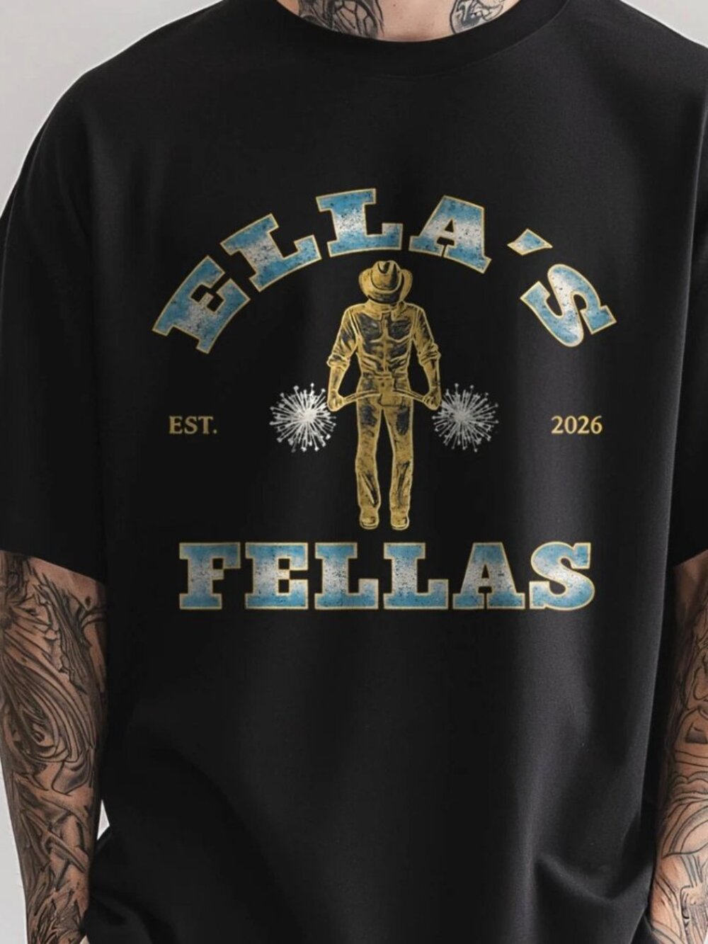 Ellas Fellas Vintage Retro Tee Matching Squad 70S Style T-Shirt 276